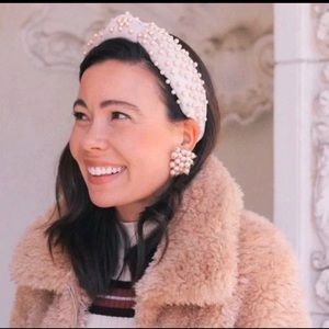 Lele Sadoughi Blush Pink Ivory Pearls Headband